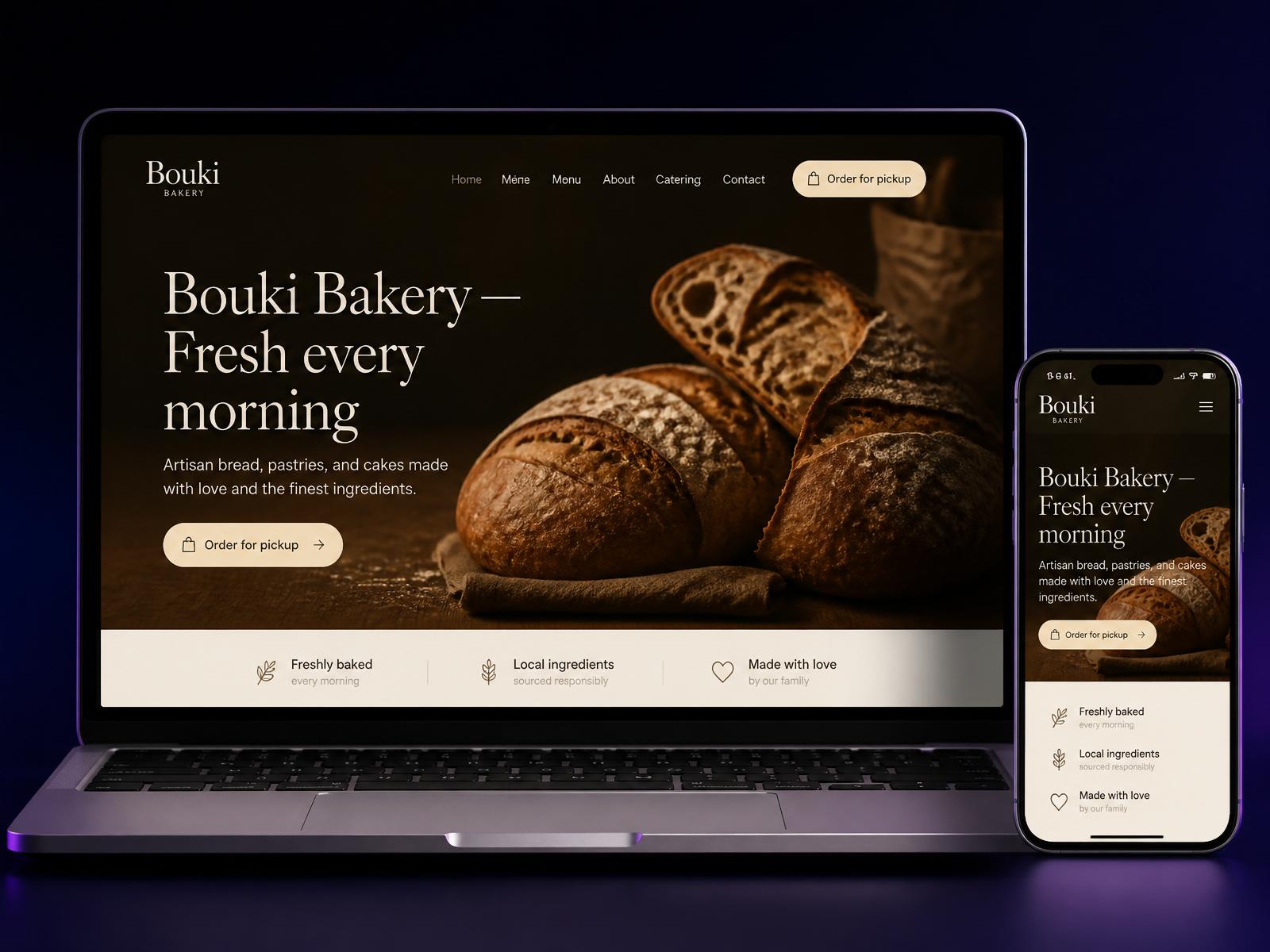 Preview of a small business website designed by SiteLaunch, shown on laptop and mobile